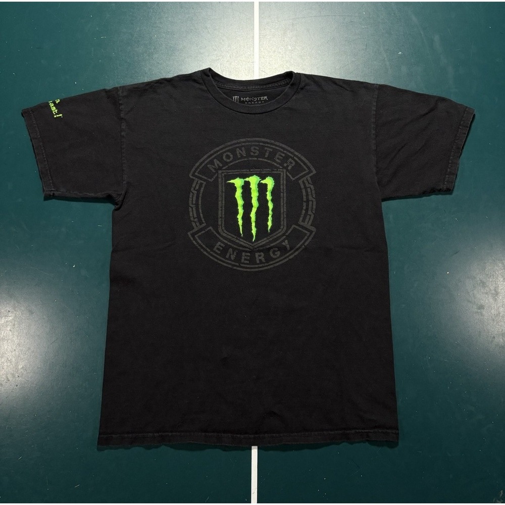 Vintage Monster Energy Drink T Shirt Men's Medium Black Grunge Racing EUC Y2K